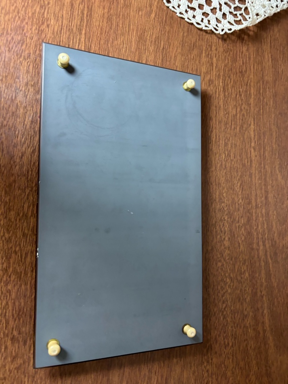 Vintage Rectangular Vanity Mirror Perfume Tray with Decorative Gold Accents - Picture 2 of 7